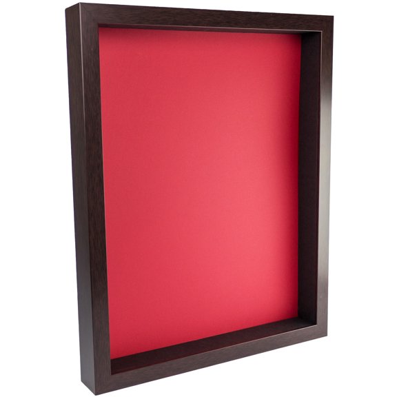 24x36 Shadow Box Frame In Brown With A 1 3/4" Usable Depth Includes Red Acid-Free Backing, UV