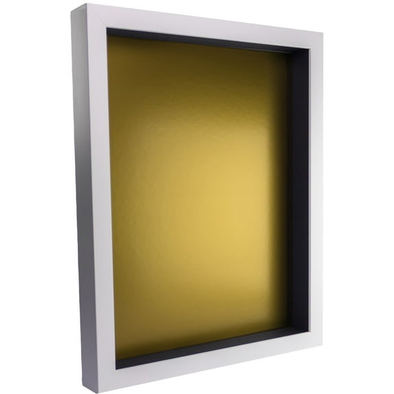 24x36 Shadow Box Frame In White With A 1 3/4" Usable Depth Includes Gold Acid-Free Backing, UV