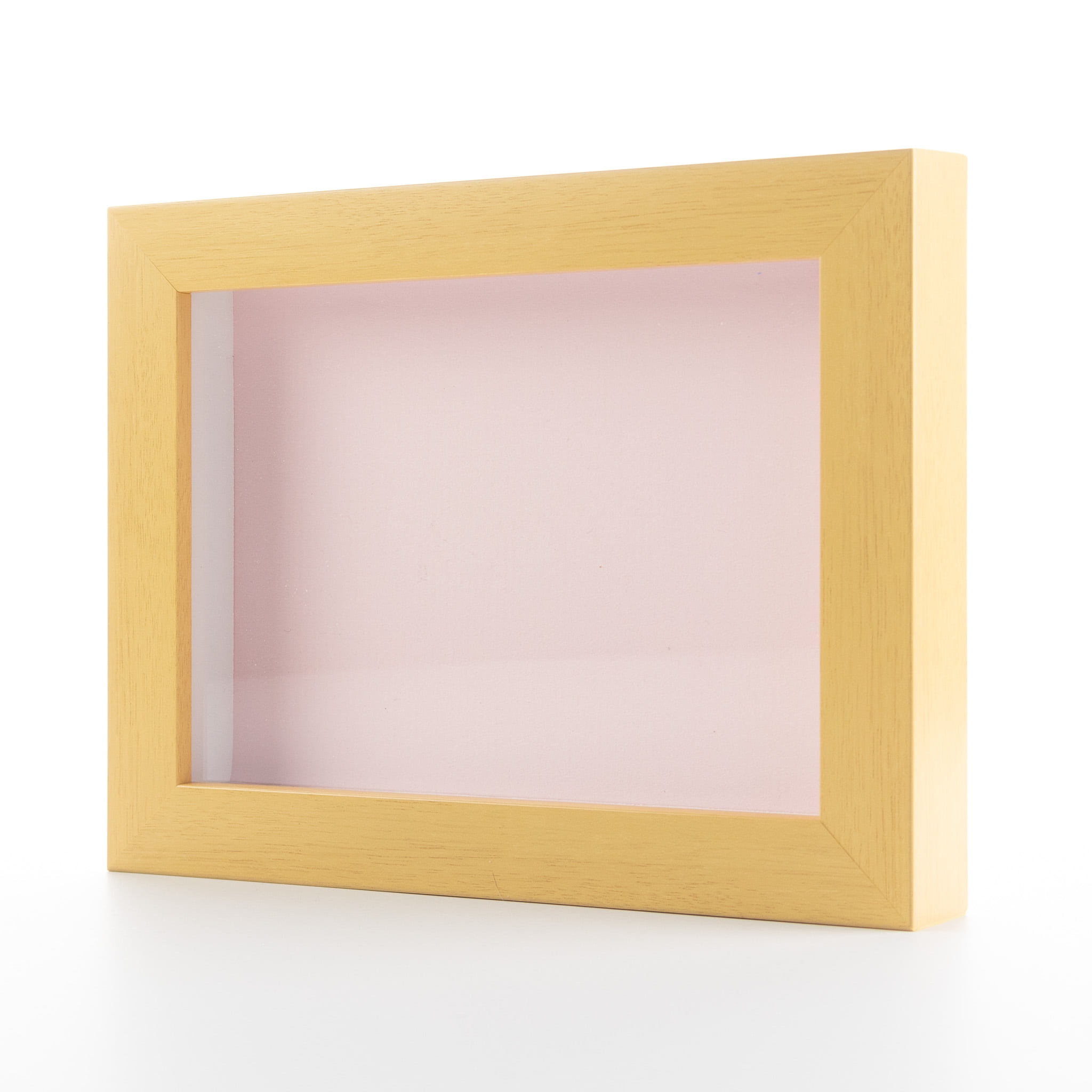 24x36 Shadow Box Frame Natural Real Wood with a Pink Acid-Free Backing ...