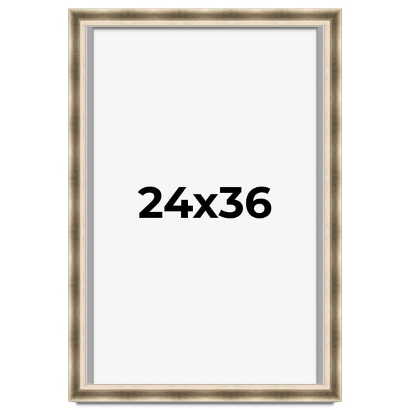 24x36 Shadow Box Frame Silver | 1.75 inches Deep Real Wood Traditional Shadowbox Display Frame | UV
