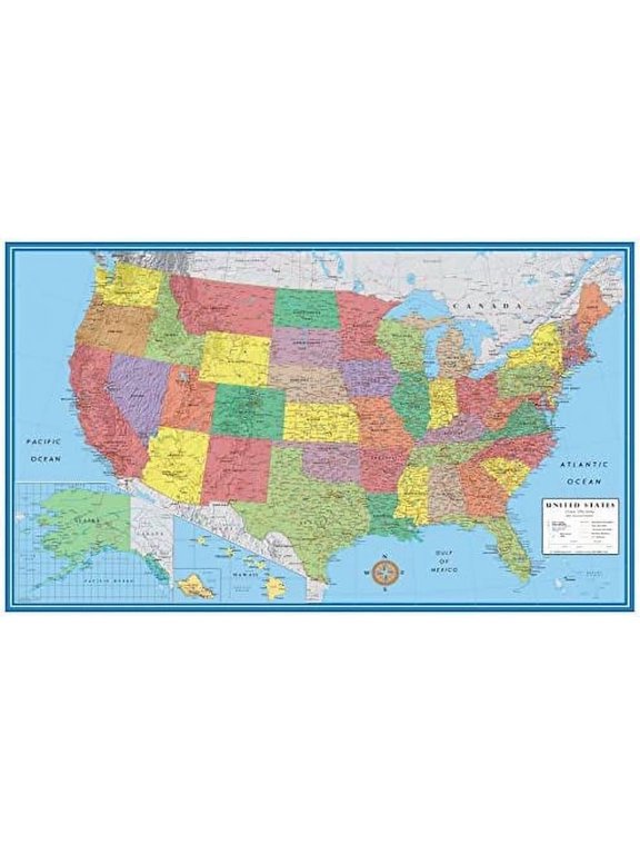 24x36 United States, USA, US Classic Elite Wall Map Mural Poster Folded