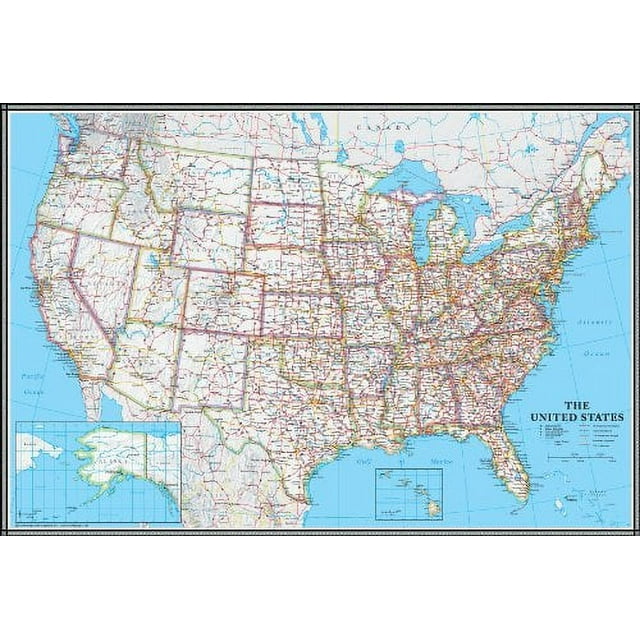 24x36 United States, USA US Classic Wall Map Poster Mural Laminated