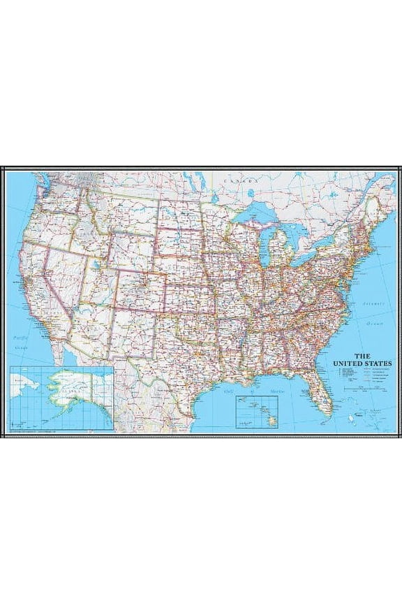 24x36 United States, USA US Classic Wall Map Poster Mural Laminated