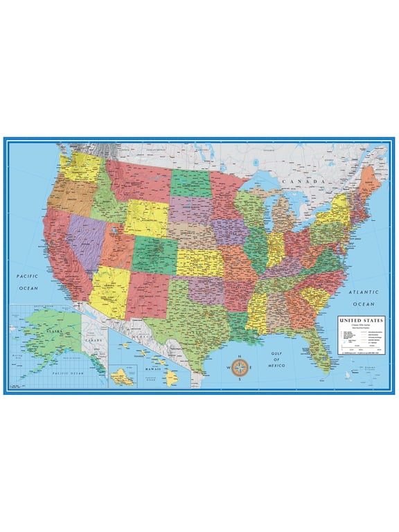 24x36 United States, USA, US Premier Wall Map Paper Folded