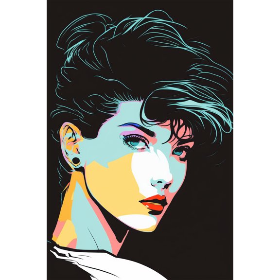 24x36 gallery poster, 1980s new wave synth pop girl salon art p12