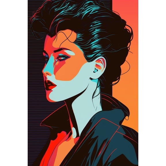 24x36 gallery poster, 1980s new wave synth pop girl salon art p14