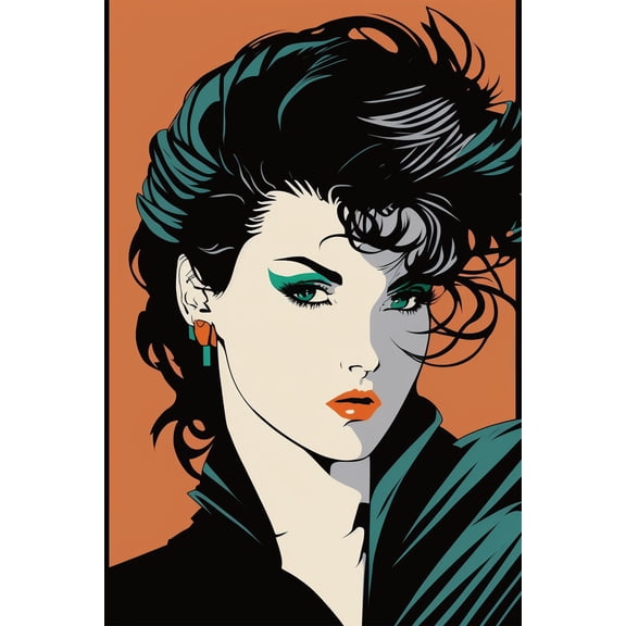 24x36 gallery poster, 1980s new wave synth pop girl salon art p2