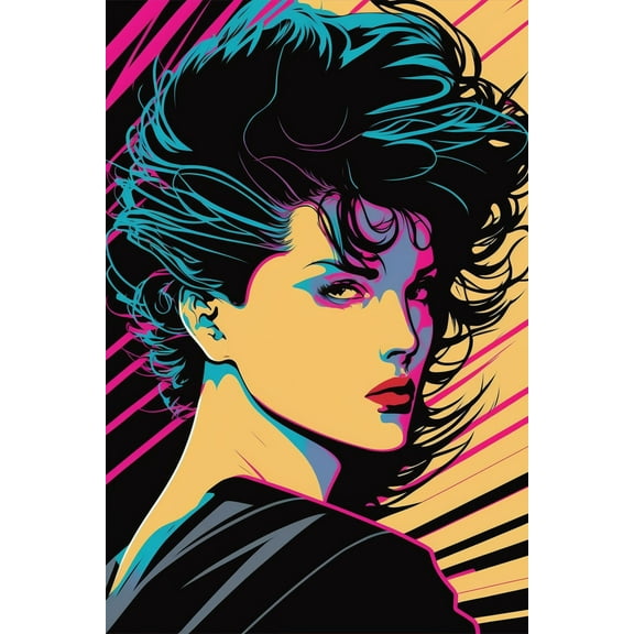 24x36 gallery poster, 1980s new wave synth pop girl salon art p9