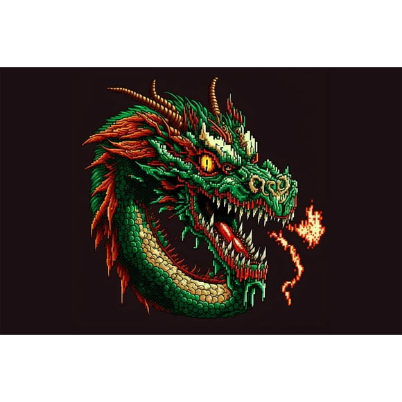 24x36 gallery poster, 8bit Chinese Dragon p1