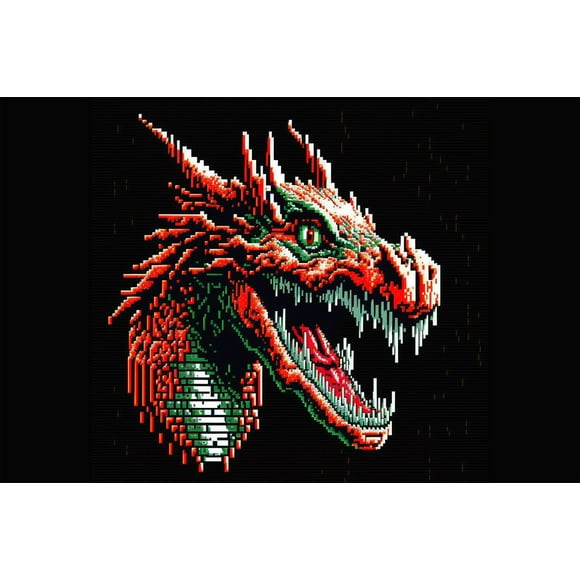 24x36 gallery poster, 8bit Chinese Dragon p2