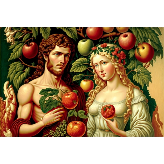 24x36 gallery poster, Adam and Eve, Garden of Eden artwork