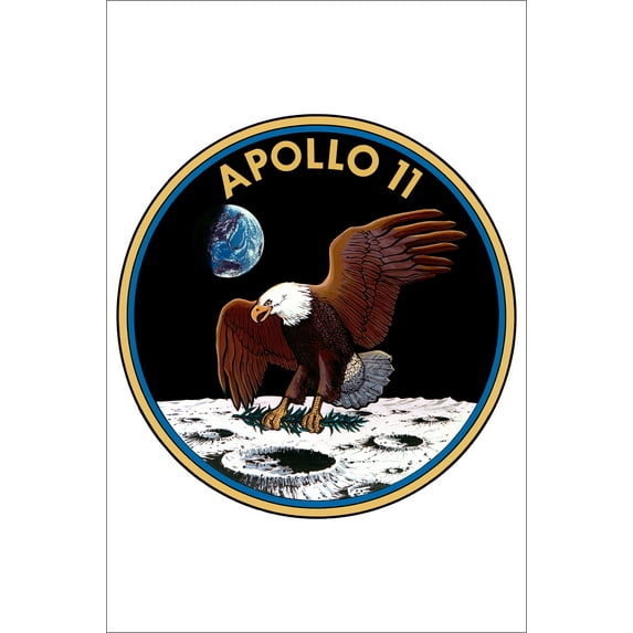 24x36 gallery poster, Apollo 11 insignia, moon landing