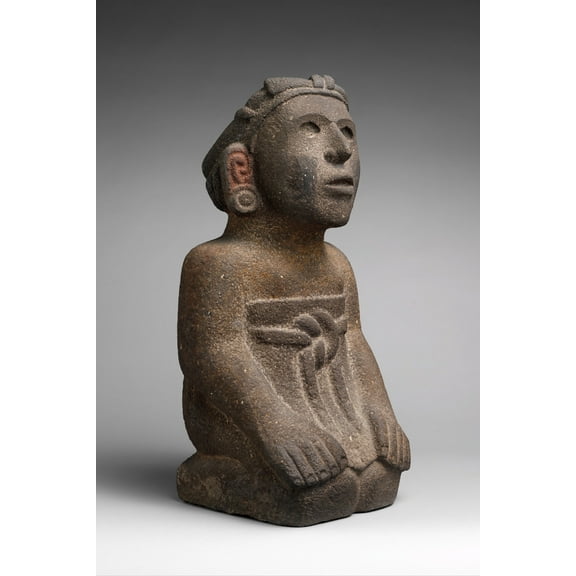 24x36 gallery poster, Aztec Kneeling female stone figure 15th-early 16th century