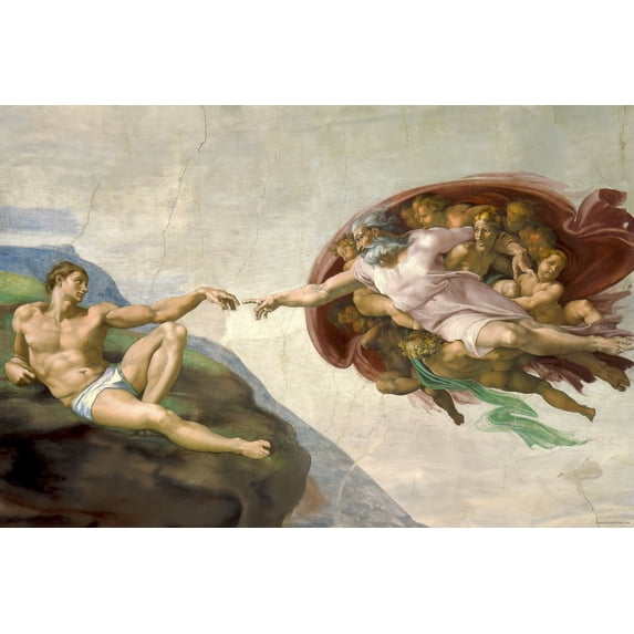24x36 gallery poster, Creation of Adam from Sistine Chapel, by Michelangelo (1510)