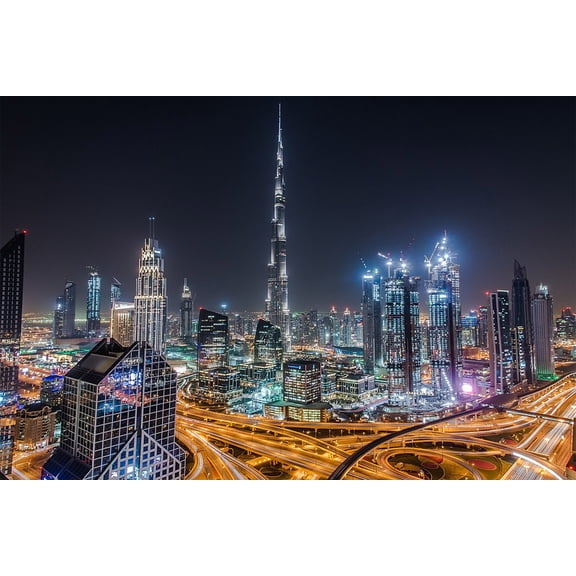 24x36 gallery poster, Dubai skylines at night