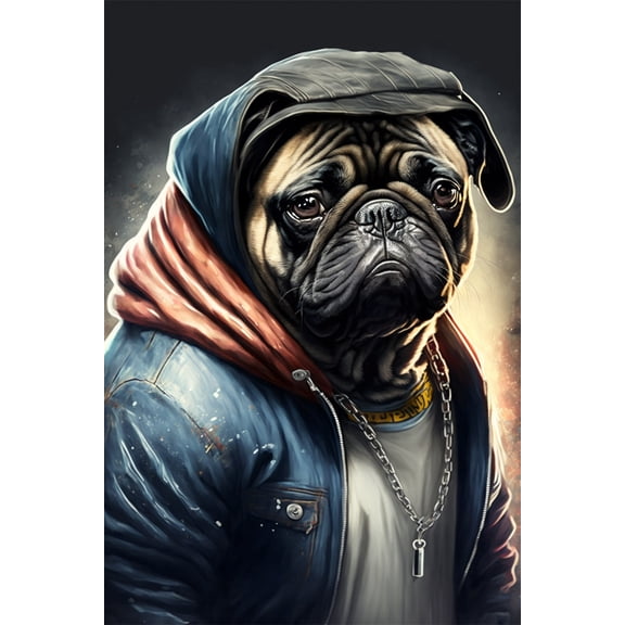 24x36 gallery poster, Hip Hop Pug p1