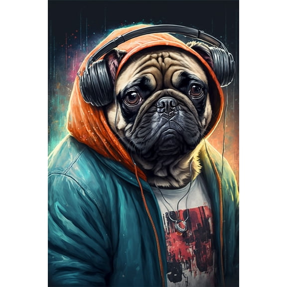 24x36 gallery poster, Hip Hop Pug p3