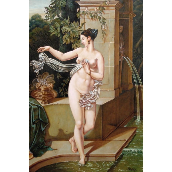 24x36 gallery poster, La Circassienne au Bain by Merry-Joseph Blondel the most highly valued item of cargo lost on Titanic. This image is of a copy