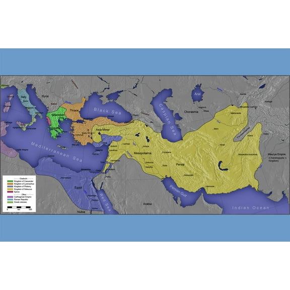 24x36 gallery poster, Map of Alexander the Great Empire 301 BC