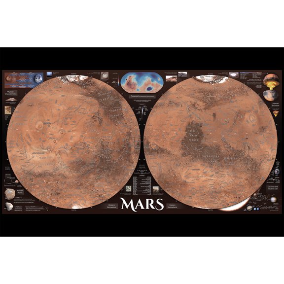 24x36 gallery poster, Map of Mars