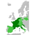 thumbnail image 1 of 24x36 gallery poster, Map of Napoleon's French Empire at its greatest extent in 1812, empire in dark green, satellite states light green, 1 of 2
