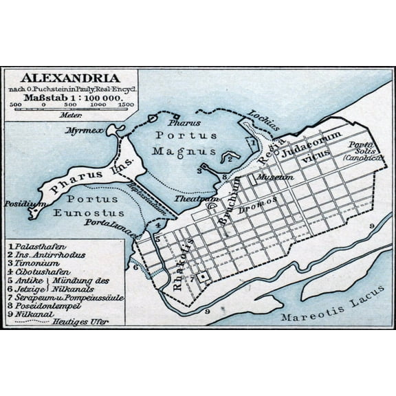 24x36 gallery poster, Map of ancient Alexandria Egypt
