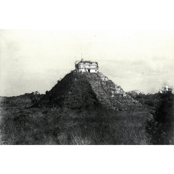 24x36 gallery poster, Mayan Pyramid Castillo at Chichen Itza, by Teoberto Maler, 1892
