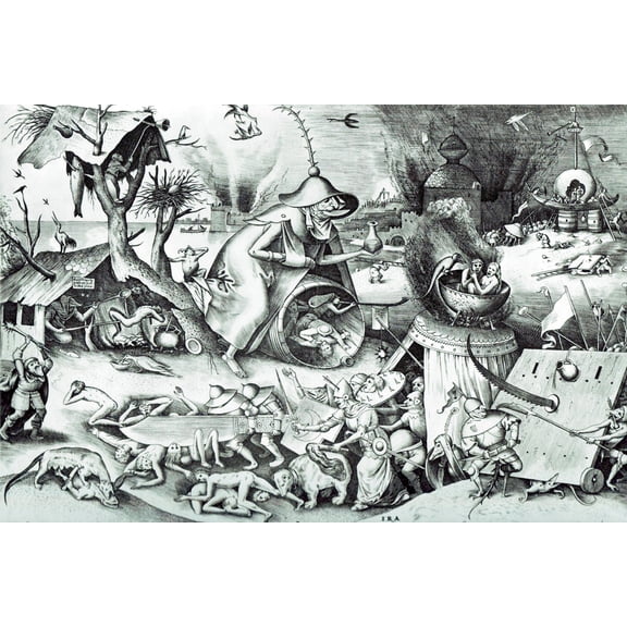 24x36 gallery poster, Pieter Bruegel the Elder The Seven Deadly Sins or the Seven Vices Anger