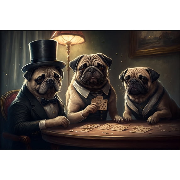 24x36 gallery poster, Poker playing pugs p1