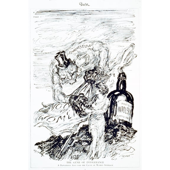 24x36 gallery poster, Political cartoon criticizing the alliance between the prohibitionists and women's suffrage movements