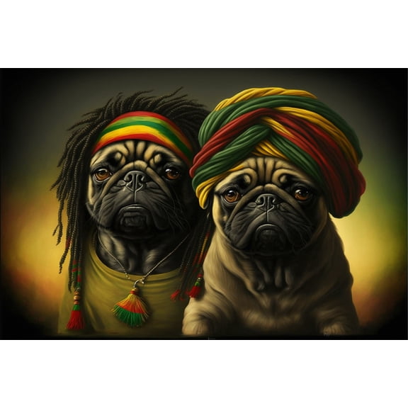24x36 gallery poster, Rasta Pugs p5