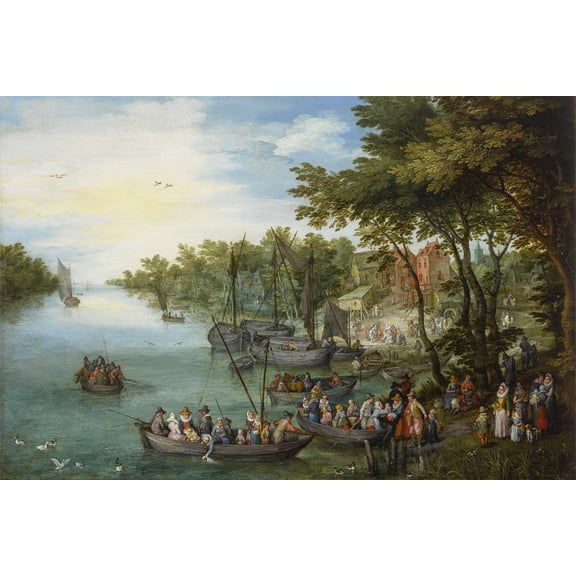 24x36 gallery poster, River landscape by Jan Bruegel the Elder