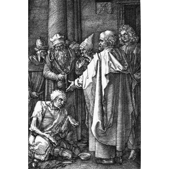24x36 gallery poster, Saint Peter and Saint John Healing the Cripple by Albrecht Durer