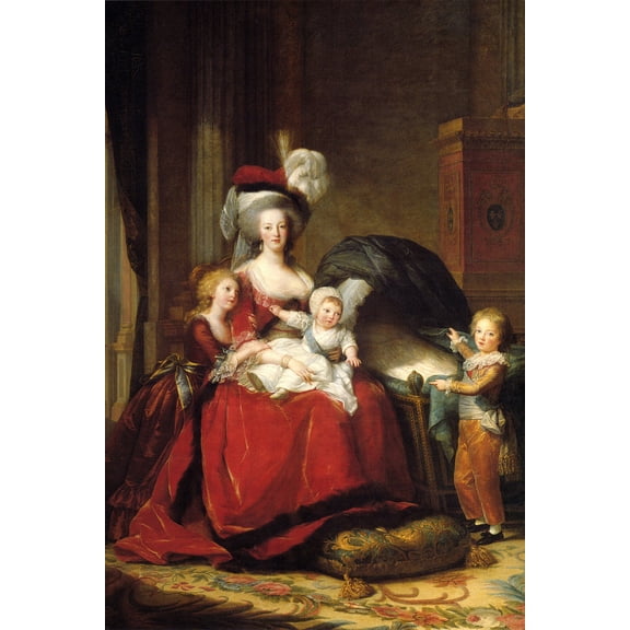 24x36 gallery poster, State Portrait of Marie Antoinette and her three surviving children 1787