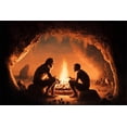 thumbnail image 1 of 24x36 gallery poster, Stoneage cavemen around fire, 1 of 1