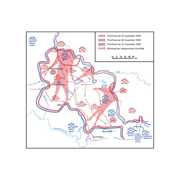 24x36 gallery poster, map of Soviet gains during Operation Little Saturn, Battle of Stalingrad