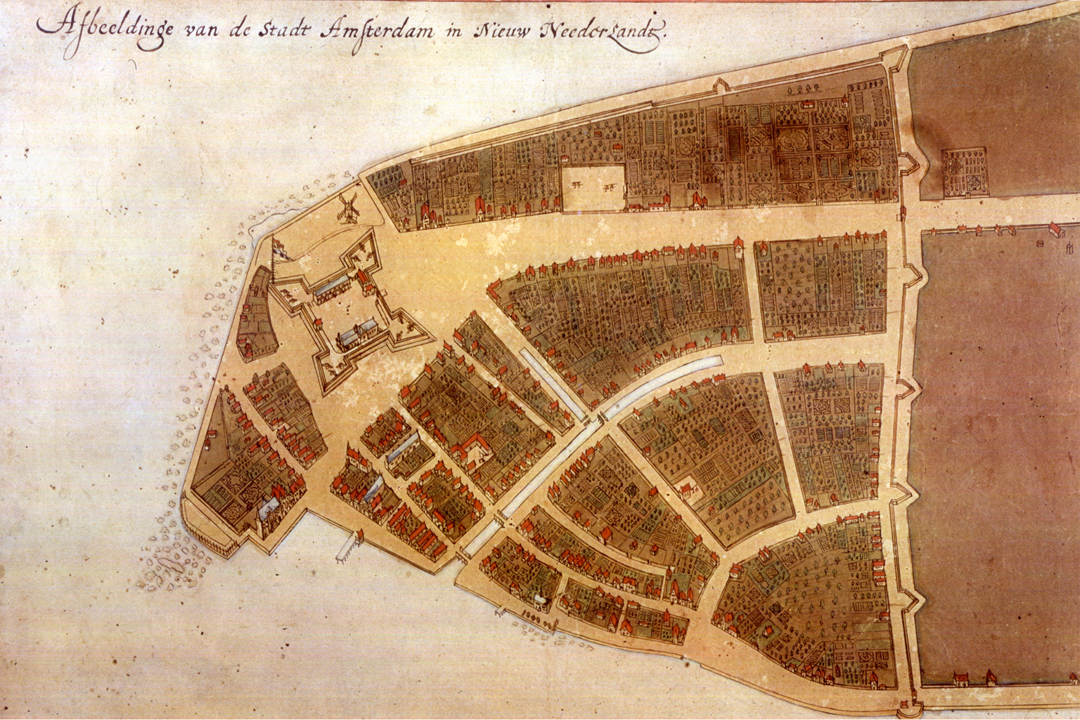 24x36 gallery poster, original city map of New Amsterdam pre New York ...
