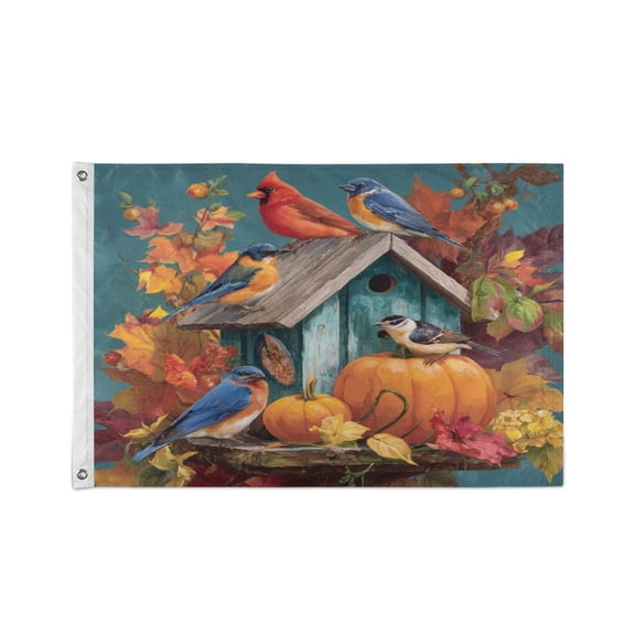 24x36 inch Garden Hanging Flag Square Double Sided Flag Garden Garage nd Patio Decorative Flag Birdhouse and Colorful Birds