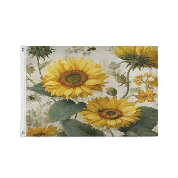 24x36 inch Garden Hanging Flag Square Double Sided Flag Garden Garage nd Patio Decorative Flag Sunflower and Bee Pattern