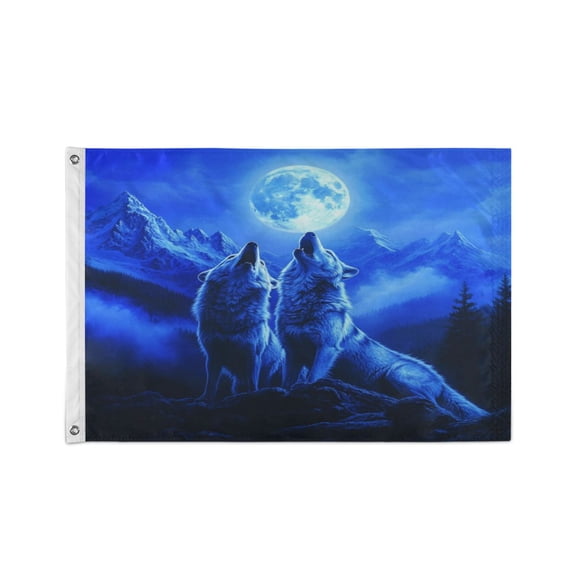 24x36 inch Garden Hanging Flag Square Double Sided Flag Garden Garage nd Patio Decorative Flag Two Howling Wolves