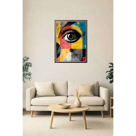 24x36in Poster Bauhaus Inspired Surreal Eye Art Print – Abstract Geometric Pop Wall Decor 【Photo Paper】