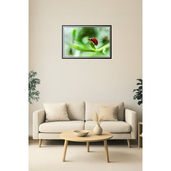 24x36in Poster Ladybug on Leaf Macro Poster – Bright Nature Insect Art 【Photo Paper】