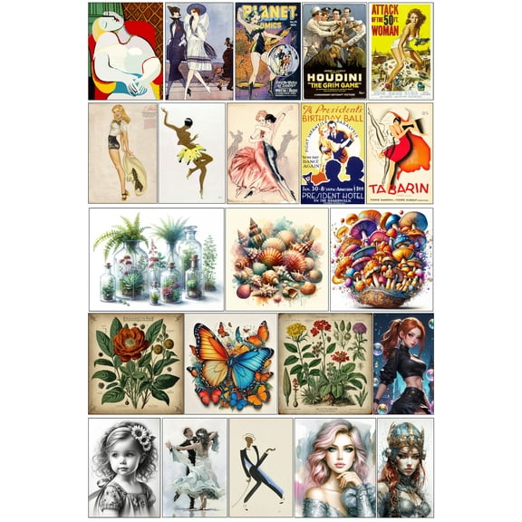 24x36in Vintage Wall Collage Kit Aesthetic Poster Teen girls Bedroom Decorations 【Photo Paper】