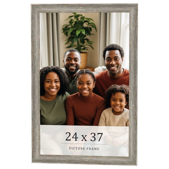 24x37 Frame Grey Solid Wood Picture Frame Width 1 Inches | Interior Frame Depth 0.5 Inches |