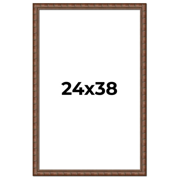24x38 Dark Brown Bamboo Real Wood Picture Frame Width 1.5 inches | Interior Frame Depth 0.5 inches
