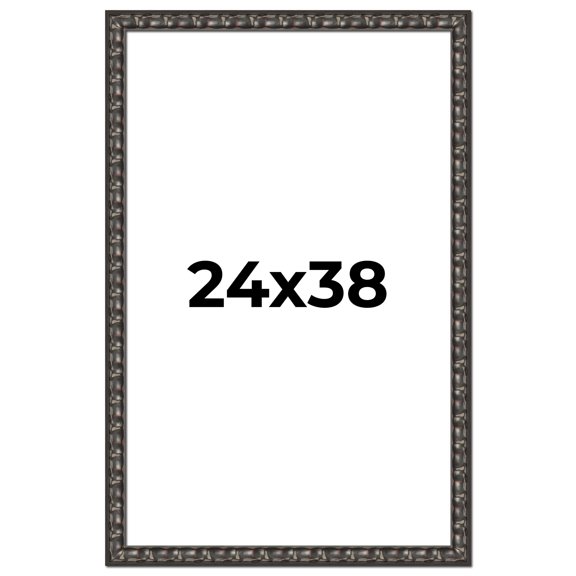 24x38 Frame Black-Brown Medieval Solid Wood Picture Frame | 1.5 Inch Moulding Width | Gotham