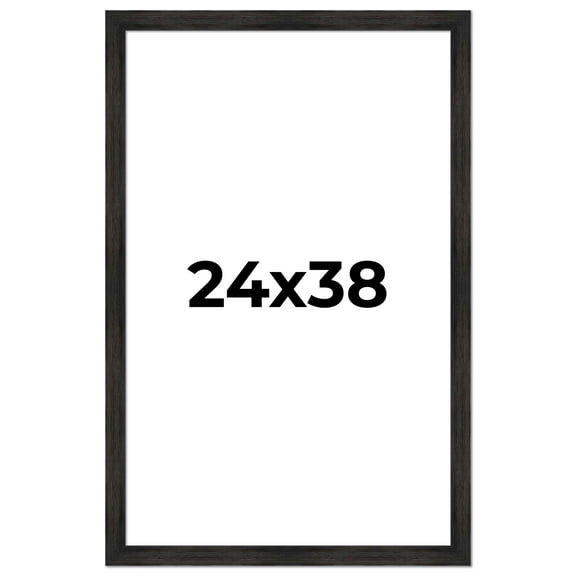 24x38 Frame Black Rustic Barnwood Solid Wood Picture Frame | 1.5 Inch Moulding Width | Includes UV