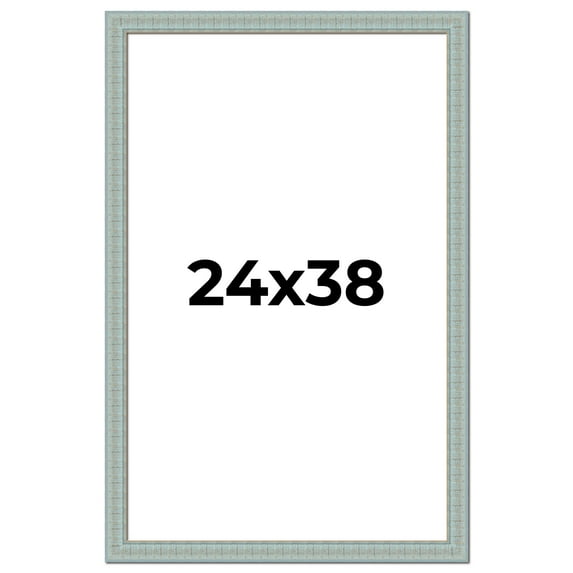 24x38 Frame Blue Teal Distressed Solid Wood Picture Frame | 1.625 Inch Moulding Width | Sonoma Blue