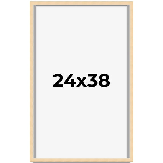24x38 Frame Natural Wood Picture Frame | 0.75 Inch Moulding Width | with UV Acrylic Plexiglass,