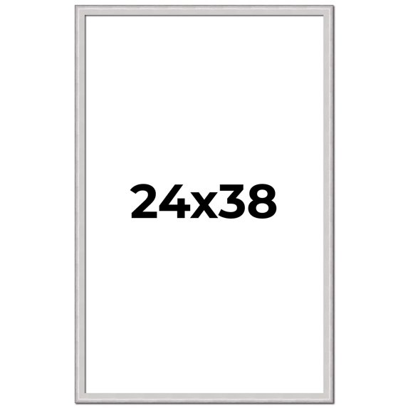 24x38 Frame Silver Inner Slope Bevel Picture Frame | 1 Inch Moulding Width | 0.75 Inch Rabbet Depth